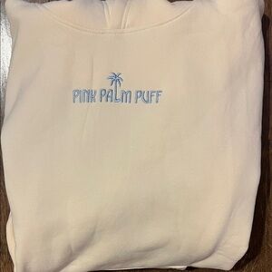 Pink palm puff hoodie